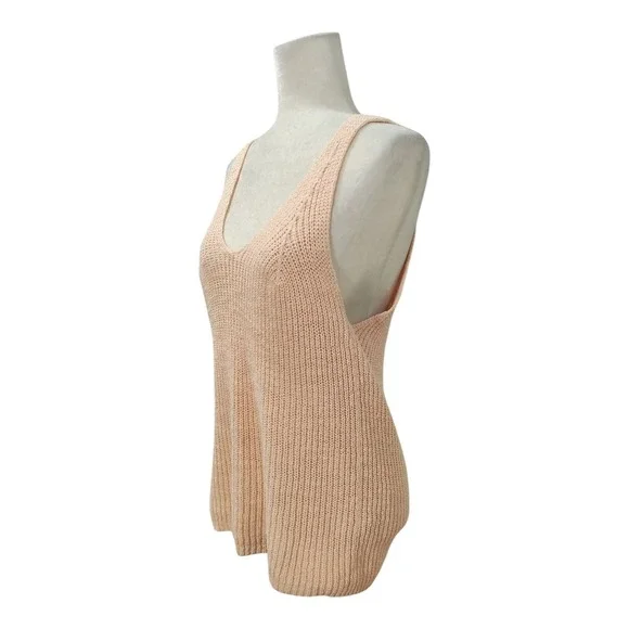 Madewell Monterey Sweater Tank Top Peach Pink Slouchy Knit Cotton Blend Size XL - Picture 4 of 9